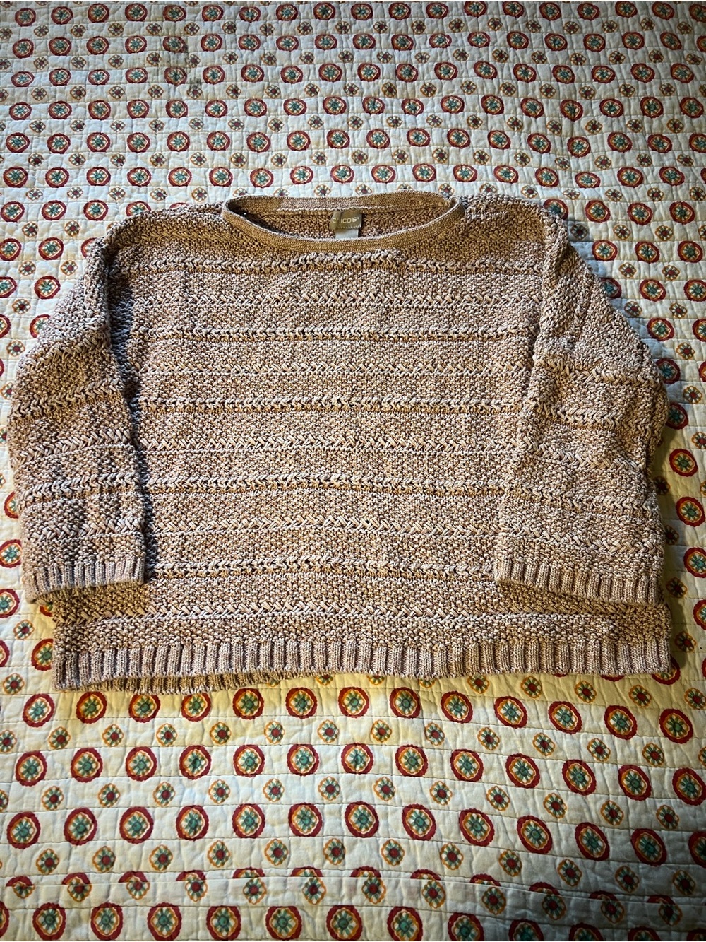 Chicos Dusty Pink Silver Knit Sweater Top size medium